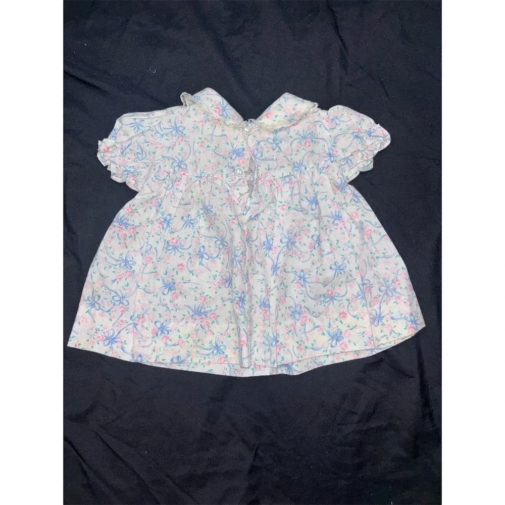 Vintage MAGGIE Baby Girl Dress 0-3 Months Pastel Floral Lace Trim grandmacore